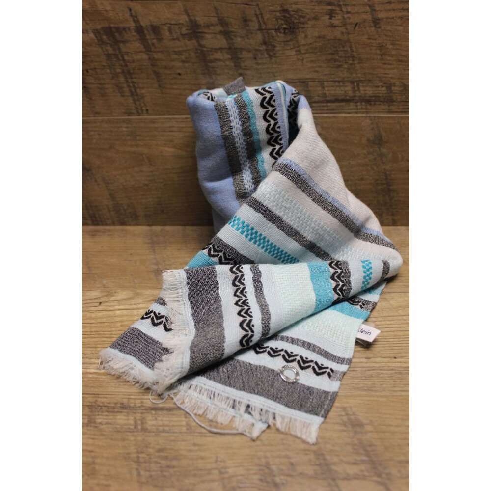 Calvin Kleinโ women's woven striped lightweight long wrap scarf